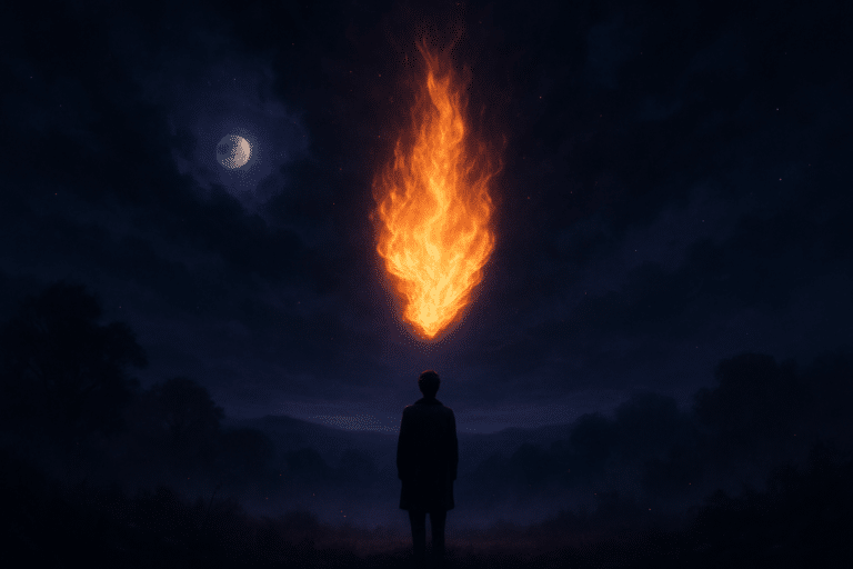 Sonhar com fogo no céu — interpretação e significado do sonho (Céu)